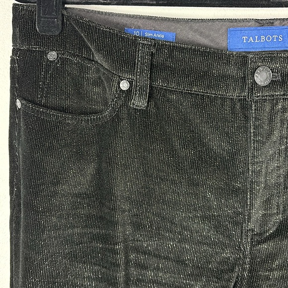 Talbots Black Sparkle Corduroy Slim Ankle Pants SIZE 10 - Picture 3 of 6